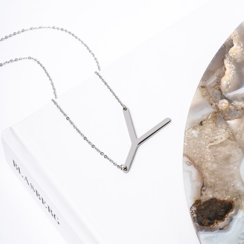Letter Y Pendant necklace in Stainless Steel
